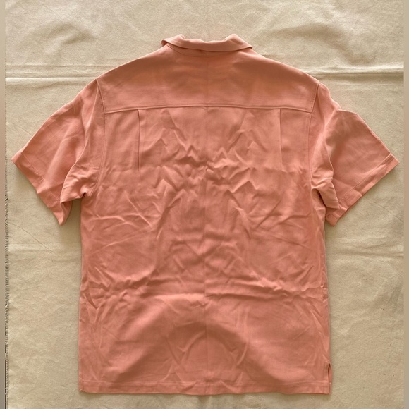 Tommy Bahama Peach Button Down Shirt 100% Silk Beach Casual Bowler Shirt Small - Picture 7 of 7